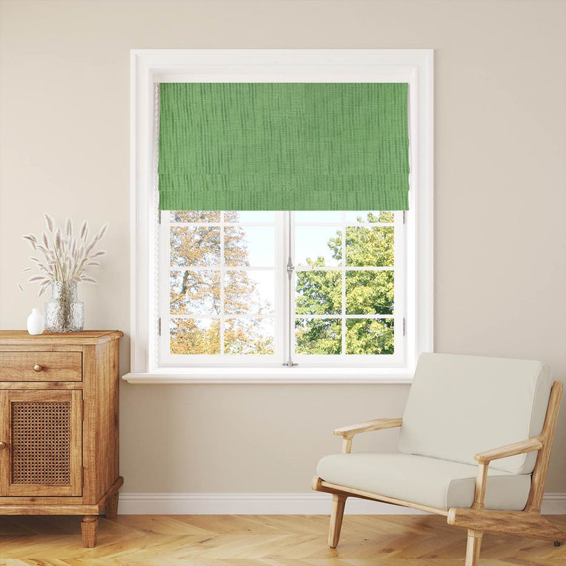 Panton Grass Green - Green Plain Linen Curtain Blind Fabric