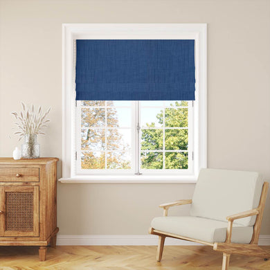 Panton Imperial Blue - Blue Plain Linen Curtain Blind Fabric