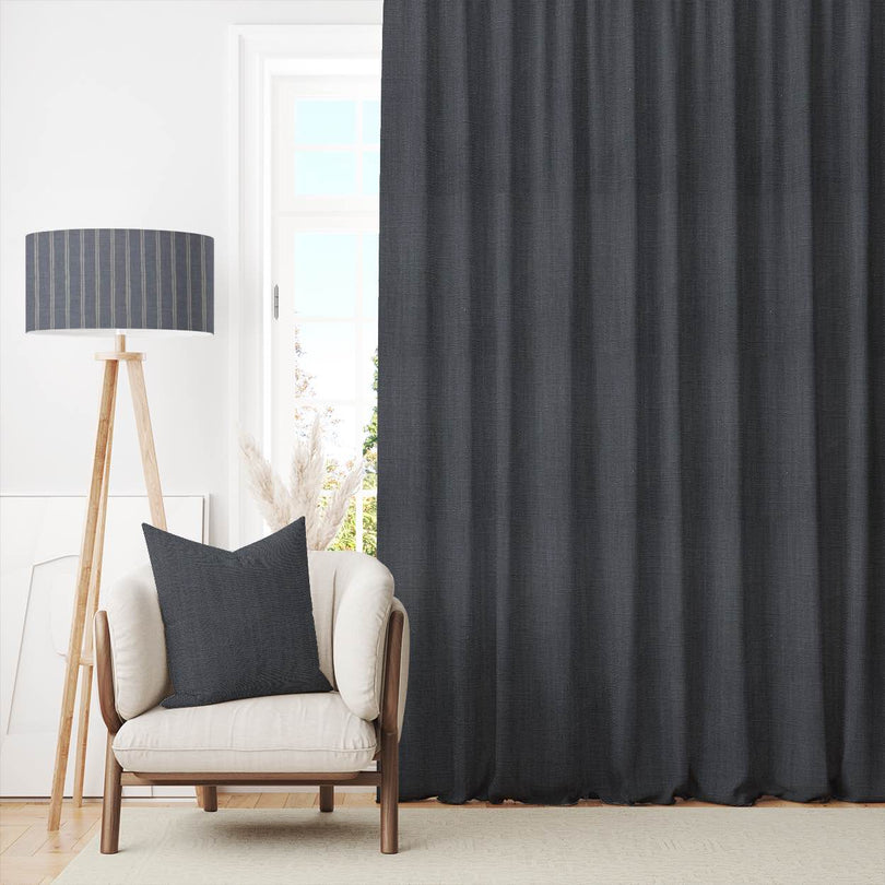 Panton Iron Gate - Grey Plain Linen Curtain Fabric