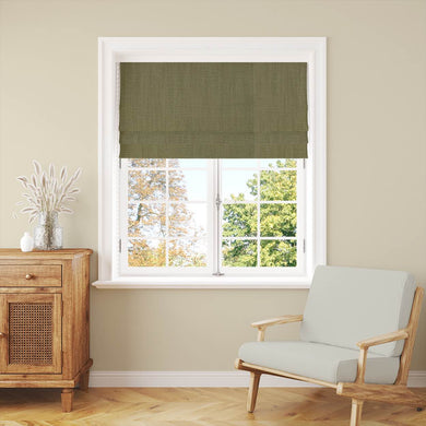 Panton Lizard - Green Plain Linen Curtain Blind Fabric