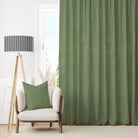 Panton Meadow Green - Green Plain Linen Curtain Fabric