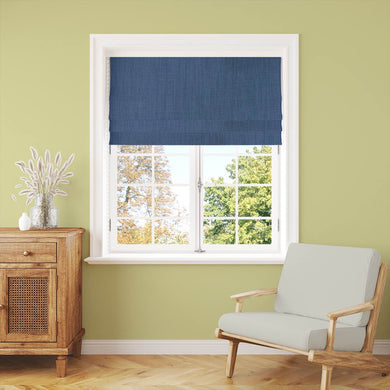 Panton Midnight - Blue Plain Linen Curtain Blind Fabric
