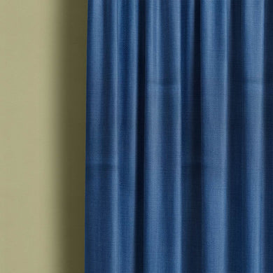 Panton Morrocan Blue - Blue Plain Linen Curtain Fabric