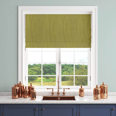 Panton Moss - Green Plain Linen Curtain Blind Fabric