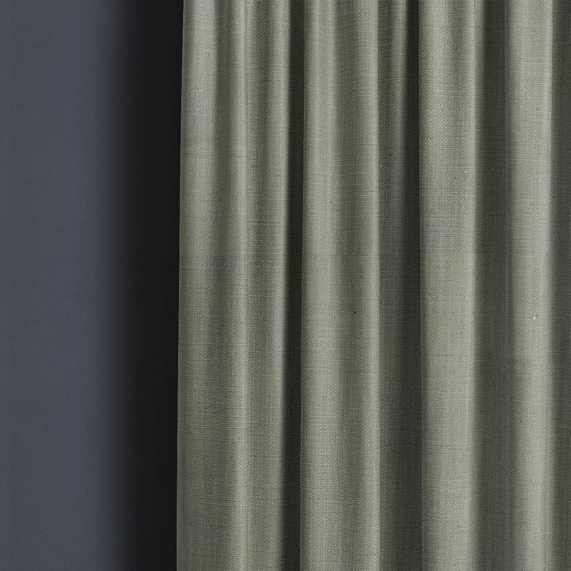 Panton Moss Gray - Green Plain Linen Curtain Fabric