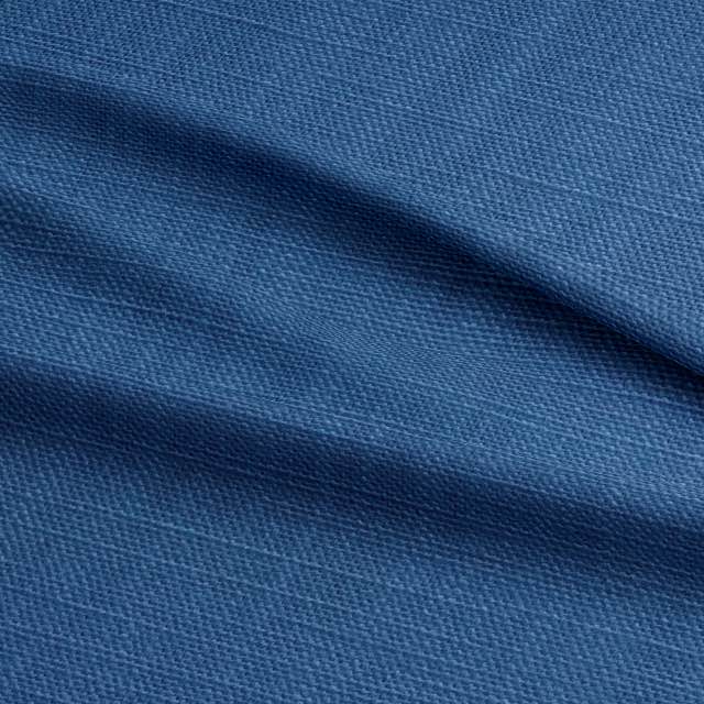 Panton Mykonos Blue - Blue Plain Linen Curtain Upholstery Fabric UK