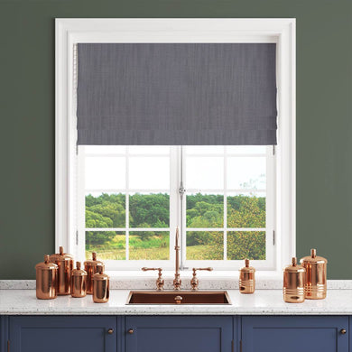 Panton Neutral Grey - Grey Plain Linen Curtain Blind Fabric