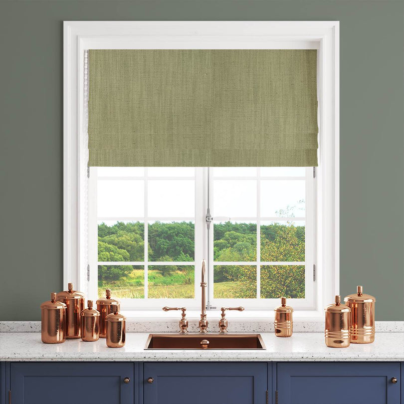 Panton Nile - Green Plain Linen Curtain Blind Fabric