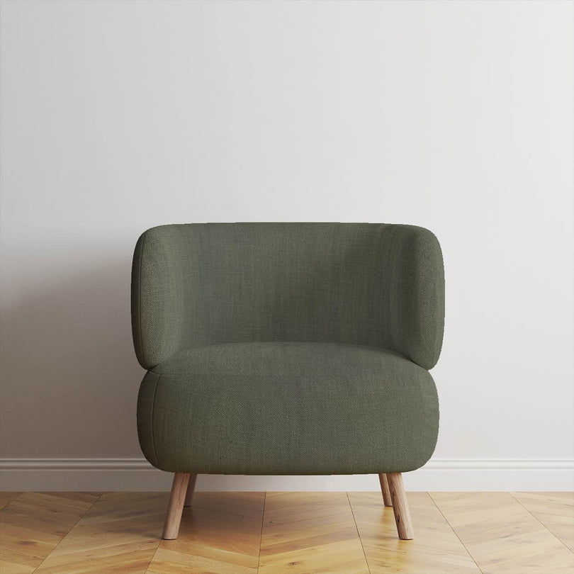 Panton Oil Green - Green Plain Linen Upholstery Fabric