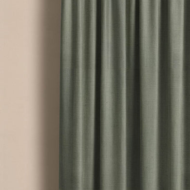 Panton Oil Green - Green Plain Linen Curtain Fabric