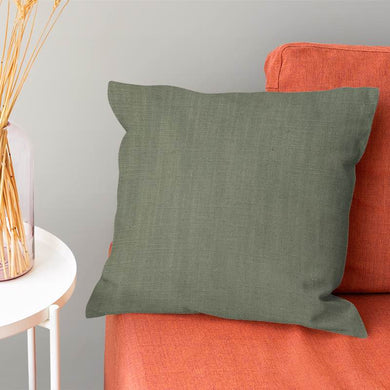 Panton Oil Green - Green Plain Linen Cushion Upholstery Fabric
