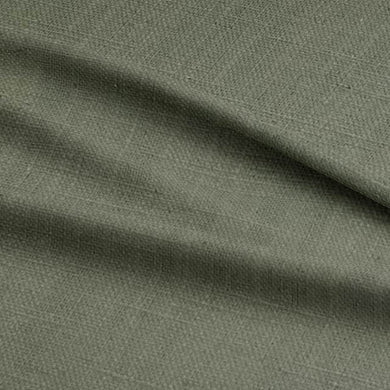 Panton Oil Green - Green Plain Linen Curtain Upholstery Fabric UK