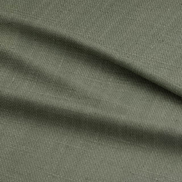 Panton Oil Green - Green Plain Linen Curtain Upholstery Fabric UK