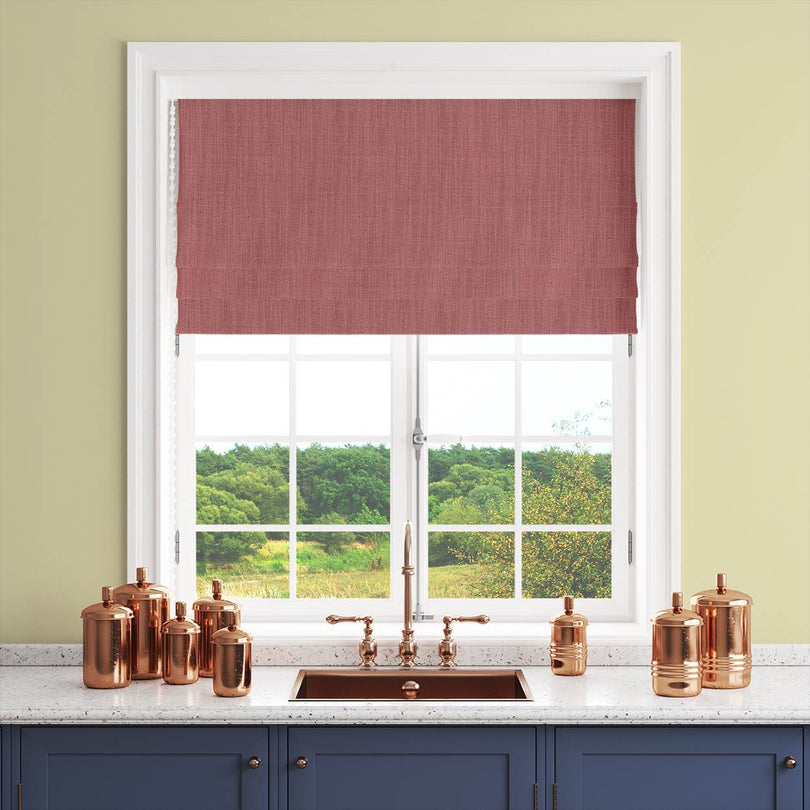 Panton Peach Blossom - Pink Plain Linen Curtain Blind Fabric