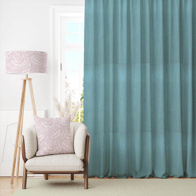 Chic and modern Panton Plain Linen Fabric in Teal