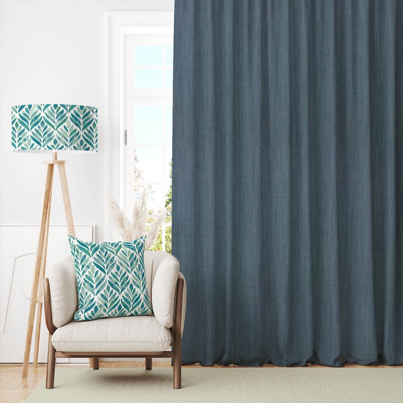 Modern and chic Panton Plain Linen Fabric in Steel Blue