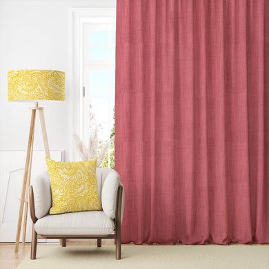 Panton Sunkist Coral - Pink Plain Linen Curtain Fabric