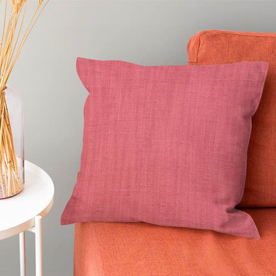 Panton Sunkist Coral - Pink Plain Linen Cushion Upholstery Fabric