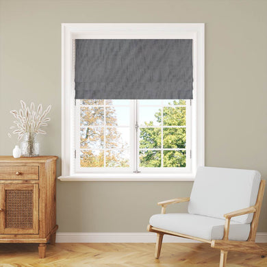 Panton Zinc - Grey Plain Linen Curtain Blind Fabric