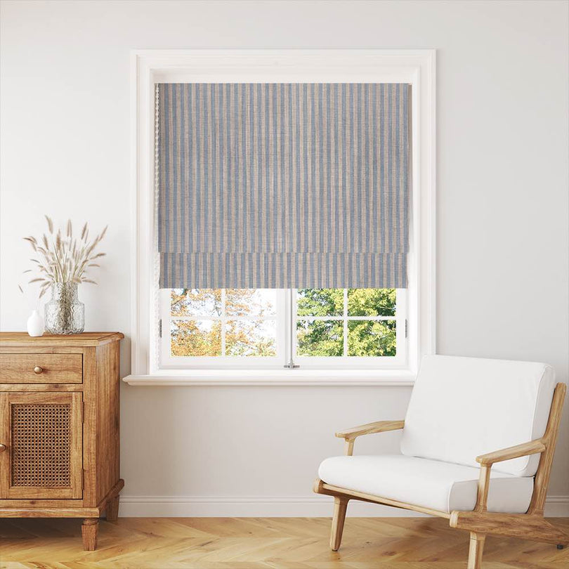 High-quality Pencil Stripe Curtain Fabric in a sophisticated neutral color scheme for stylish home decor
