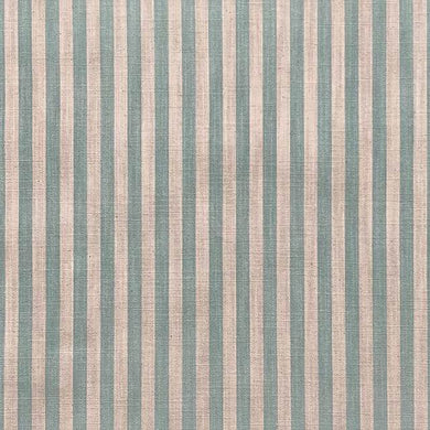 Beige and white pencil stripe curtain fabric with a textured woven pattern