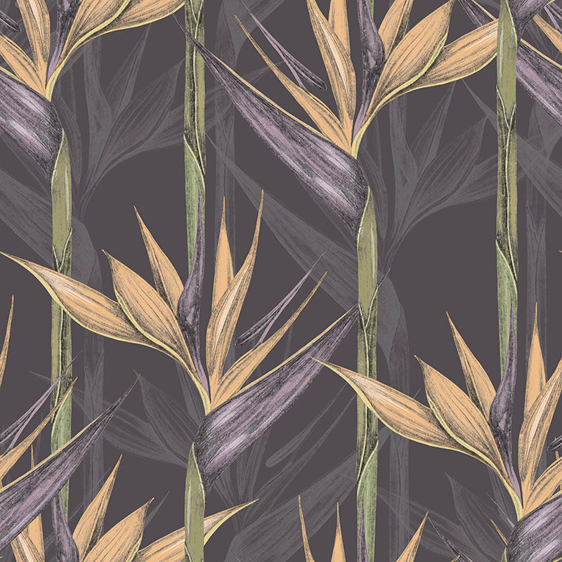 dark charcoal leaf upholstery fabric vertical botanical velvet textile close up