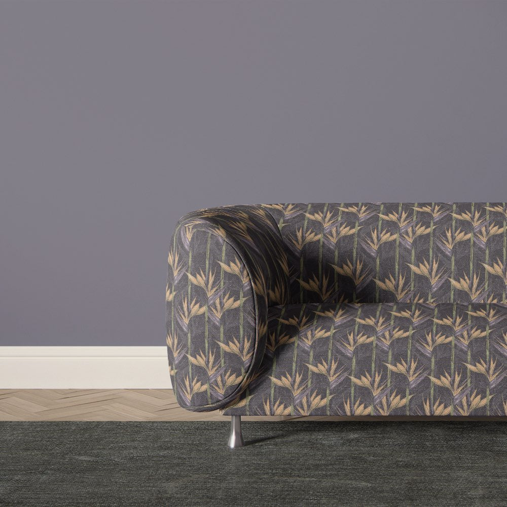 charcoal leaf upholstery fabric velvet sofa tropical botanical upholstery fabric