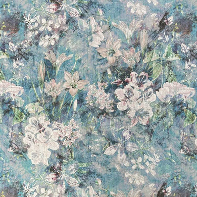 Pisarro Upholstery Fabric in rich navy blue with subtle floral pattern