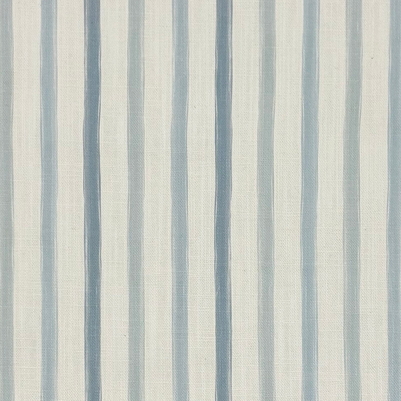 Plano Blue Grey striped linen curtain fabric flat image, soft blue grey stripe fabric for curtains, blinds and cushions