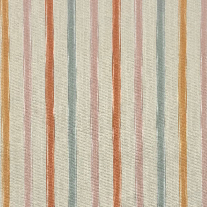 Plano Multi striped linen curtain fabric flat image, multicoloured painterly stripe fabric for curtains, Roman blinds and cushions