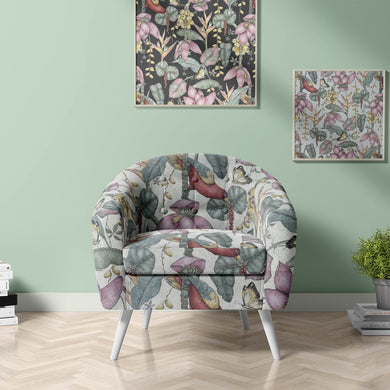 Plumeria Upholstery Fabric in a luxurious velvet texture in deep burgundy