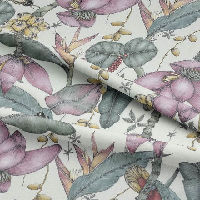 High-quality plumeria fabric with a smooth and silky texture