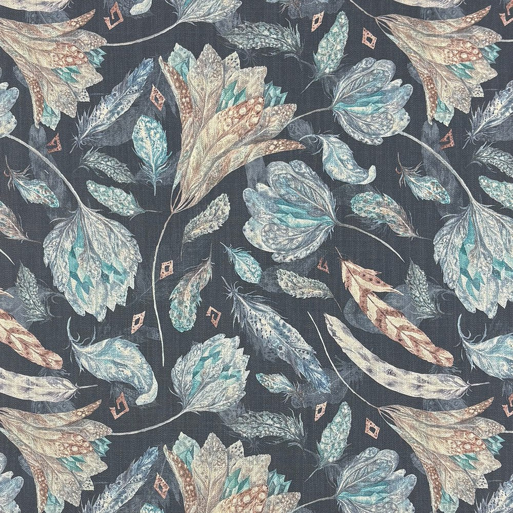 Porthgain Navy floral upholstery fabric with detailed botanical motifs