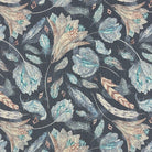 Porthgain Navy floral upholstery fabric with detailed botanical motifs