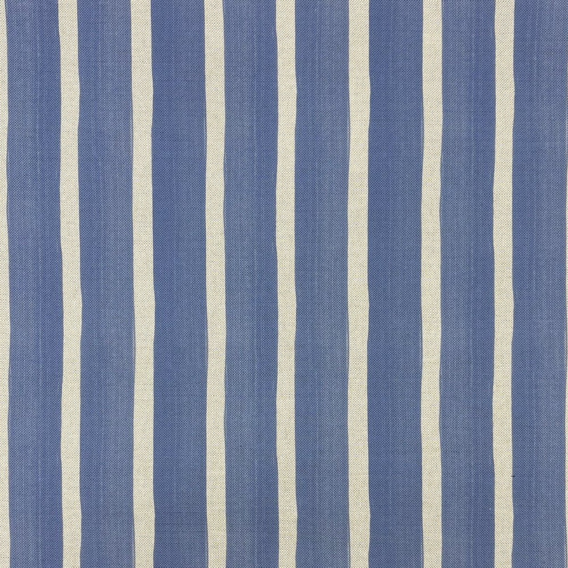 Raleigh Stripe Blue patterned upholstery fabric with soft cream vertical stripes