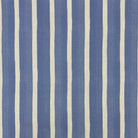 Raleigh Stripe Blue patterned upholstery fabric with soft cream vertical stripes