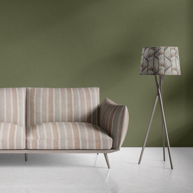 Taupe striped upholstery fabric on modern upholstered sofa