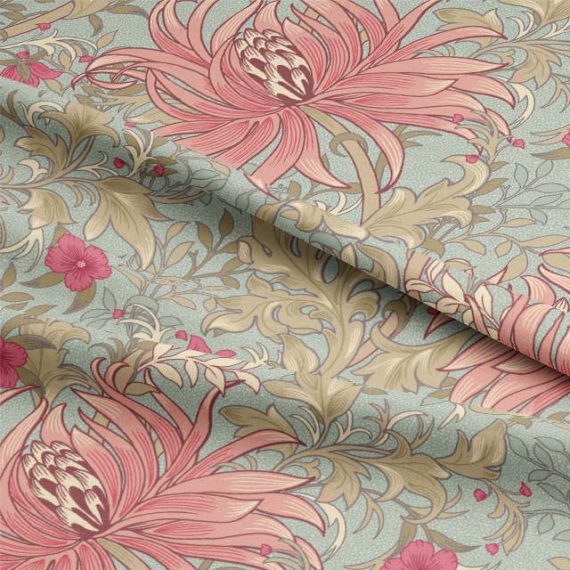  Close-up of Reuben Floral Fabric showcasing the detailed embroidery and texture