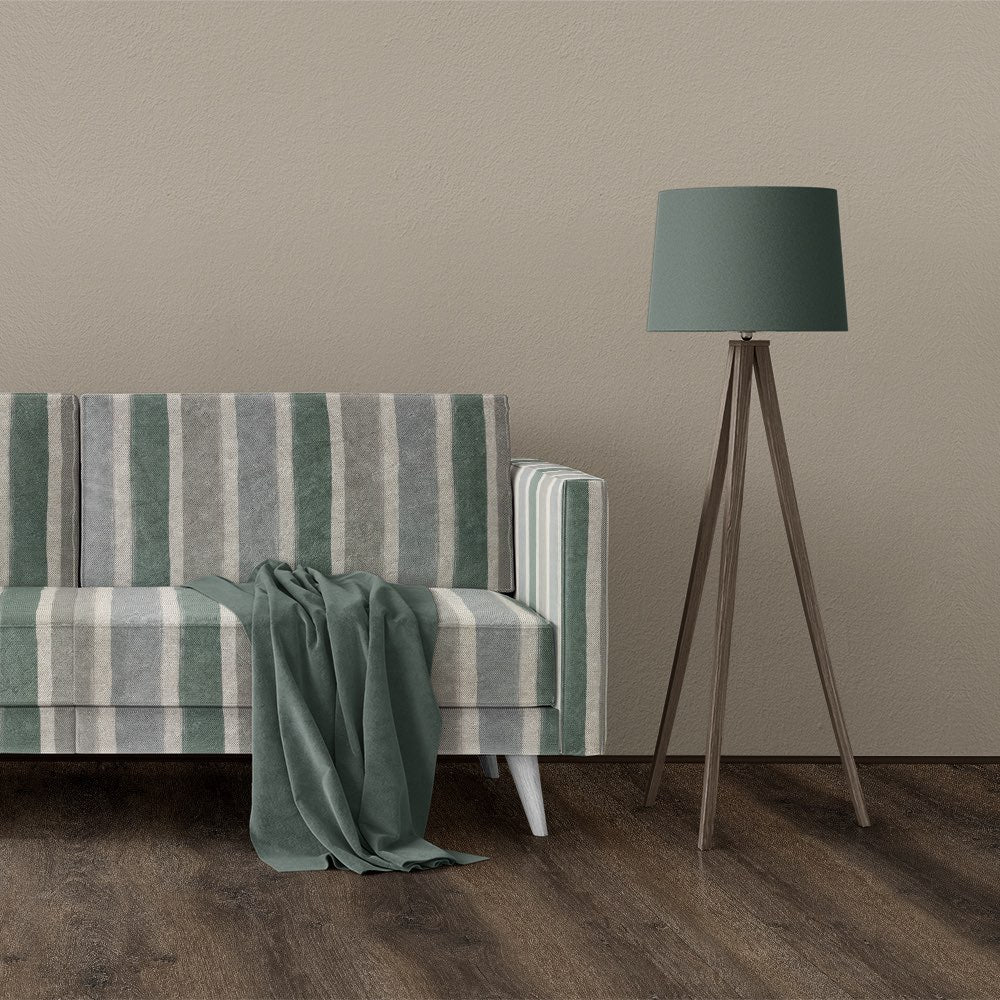 Rhode Island Sage Green striped upholstery fabric on sofa