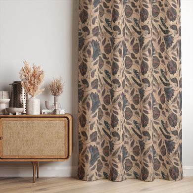 Roxton Natural Curtain Fabric – elegant botanical curtain in soft neutral tones