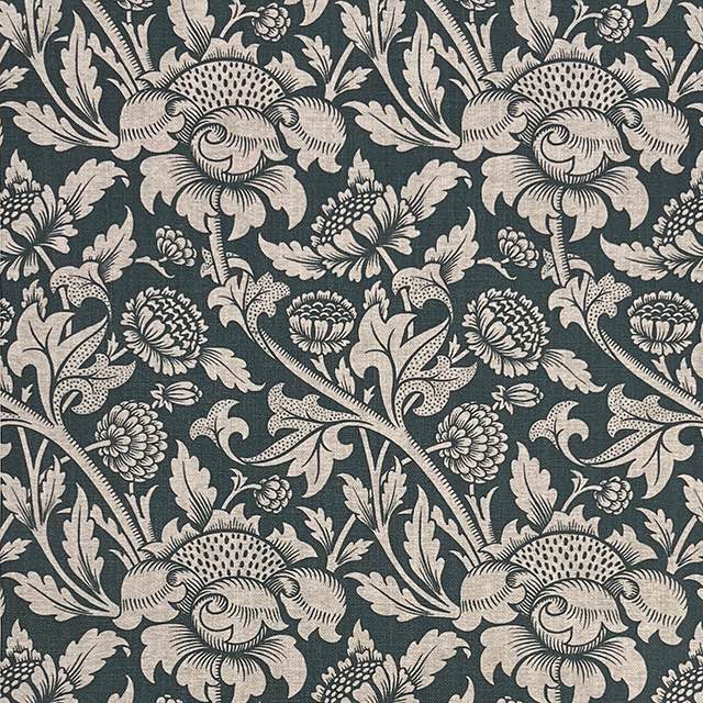 Exquisite Ruskin Curtain Fabric in a regal purple with intricate damask pattern