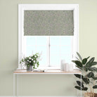 Relaxing Ruskin Curtain Fabric in a calming lavender with soothing botanical print