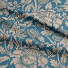 Timeless Ruskin Curtain Fabric in a timeless pearl white with ornate scrollwork