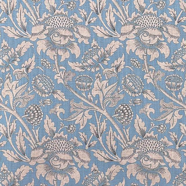 Lively Ruskin Curtain Fabric in a lively turquoise with vibrant botanical print