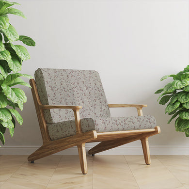 Sakura Silver Upholstery Fabric on Chair – Cherry Blossom Pattern