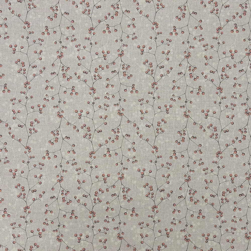 Sakura Silver Flat Fabric Sample – Cherry Pattern Upholstery Fabric