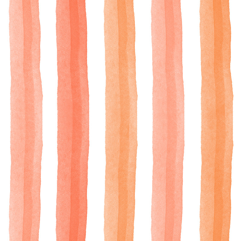 Salem Stripe Peach curtain fabric with gentle coral and peach watercolour stripes on white