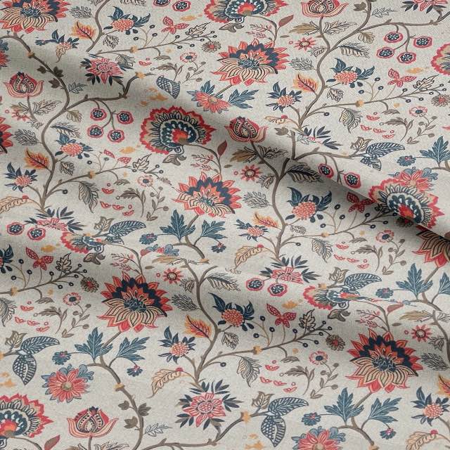 Sanvi Burnt Orange - Floral Crewel Upholstery Fabric For Sale