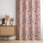 Savanna Pink Velvet Fabric – pink floral velvet fabric used for curtains in styled room