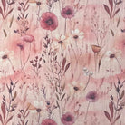 Savanna Pink Velvet Fabric – flat view showing pink floral velvet upholstery fabric